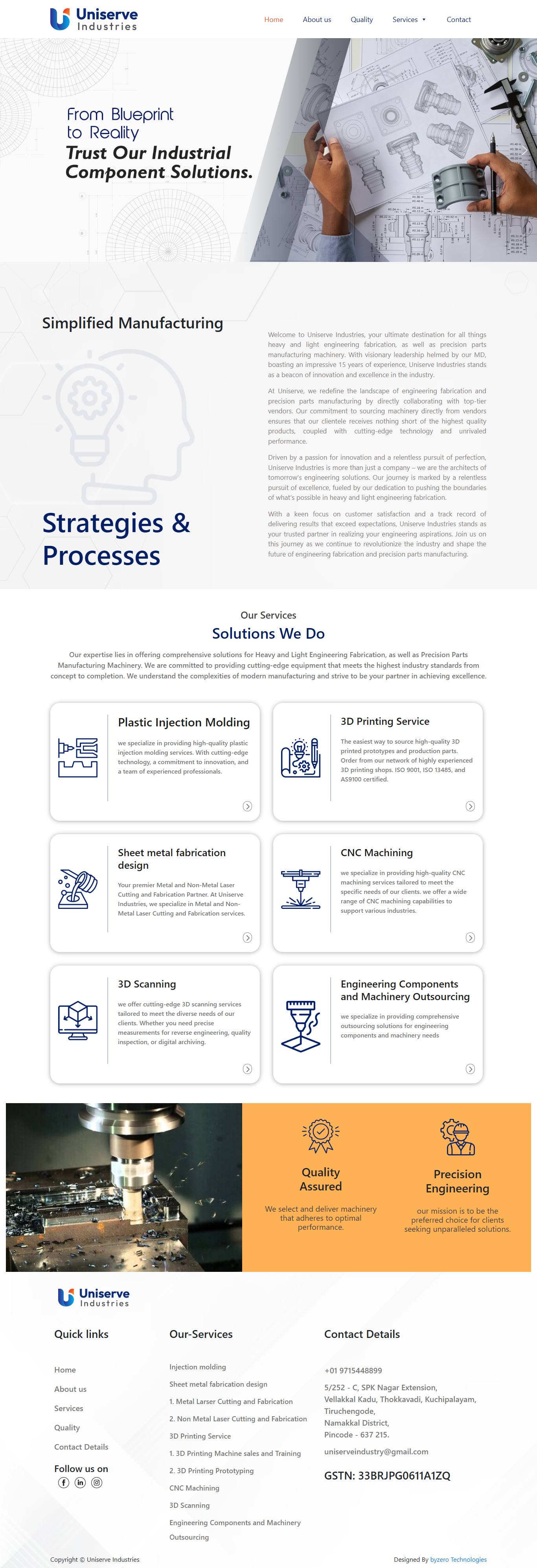 Uniserve Industries website hero